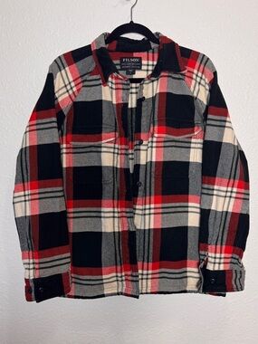 Filson Cotton Red Black Cream Flannel Heavyweight Jac-Shirt Women’s M